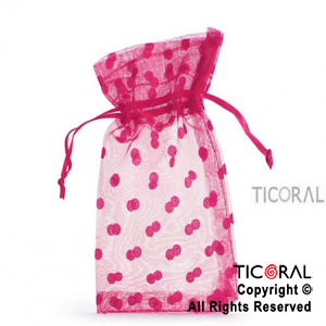 BOLSA ORGANZA FUCSIA 10X15 LUNARES HS3976-2 x 1